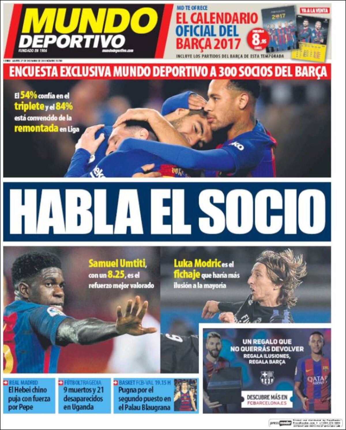 Ce scriu azi ziarele de sport din lume (27 decembrie 2016)