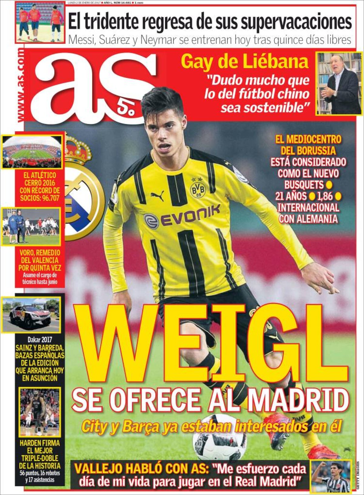 Ce scriu azi ziarele de sport din lume (2 ianuarie 2017)