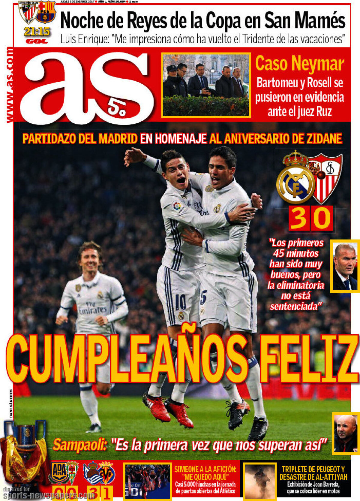 Ce scriu azi ziarele de sport din lume (5 ianuarie 2017)