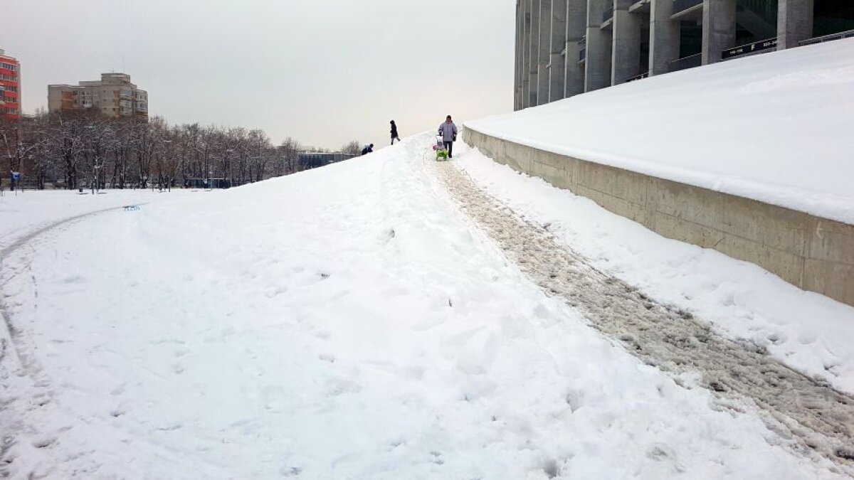 EXCLUSIV VIDEO+FOTO "Sunt copii. Cu multe sănii, De pe coastă vin ţipând" :D » Arena Națională, ca-n "Iarna pe uliță": cel mai scump stadion al țării a devenit pârtie de săniuș! Imagini antologice surprinse azi pe arenele din Capitală