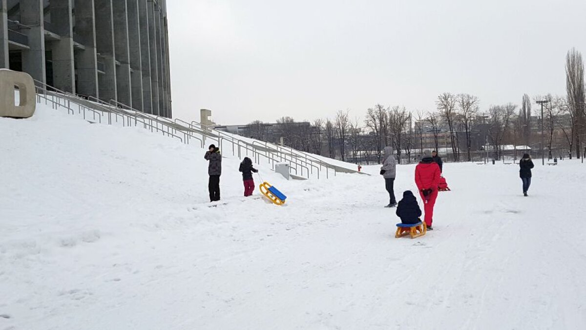 EXCLUSIV VIDEO+FOTO "Sunt copii. Cu multe sănii, De pe coastă vin ţipând" :D » Arena Națională, ca-n "Iarna pe uliță": cel mai scump stadion al țării a devenit pârtie de săniuș! Imagini antologice surprinse azi pe arenele din Capitală