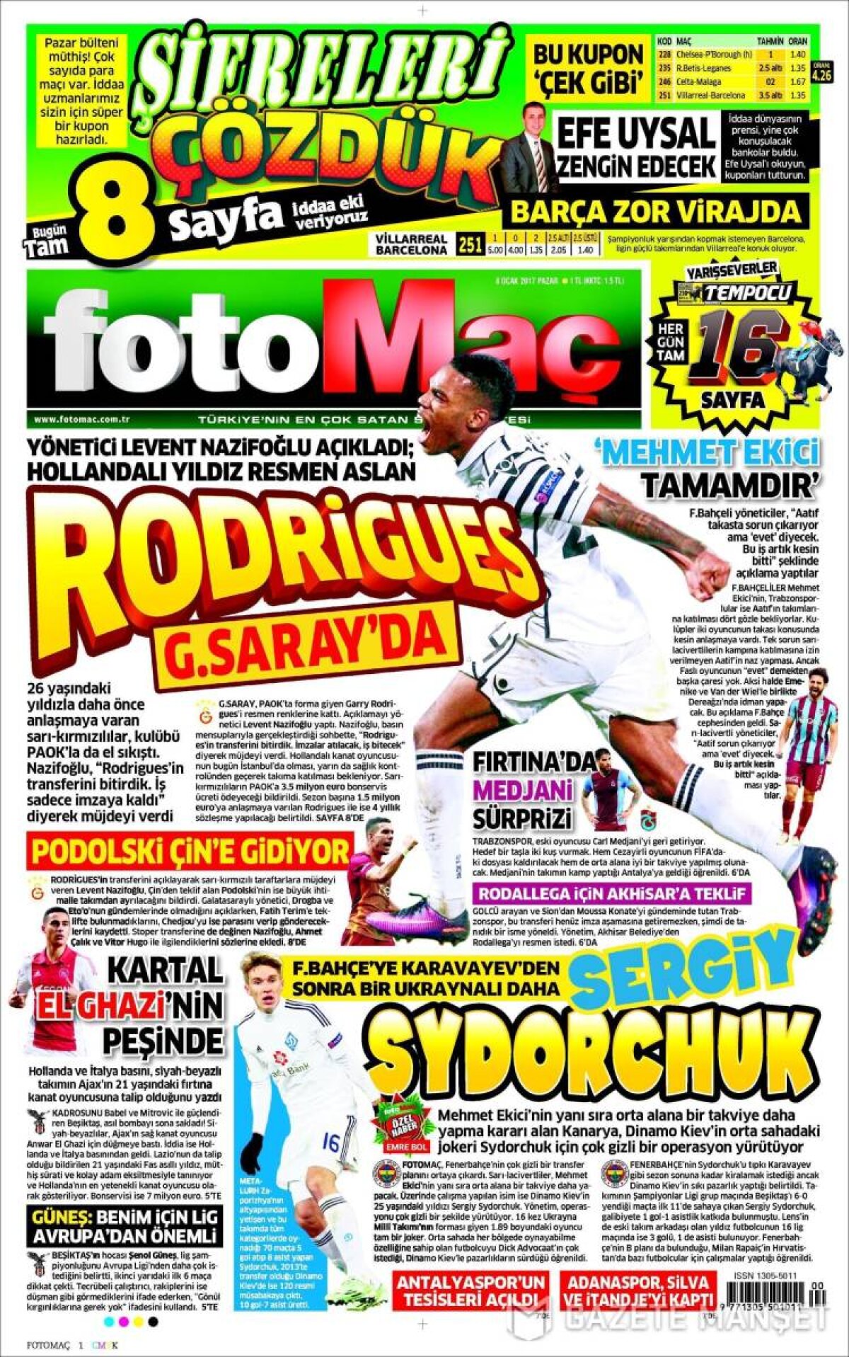 Ce scriu azi ziarele de sport din lume (8 ianuarie 2017)