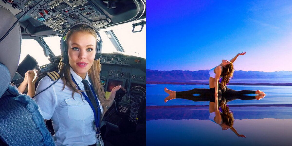 FOTO » Ea este cel mai sexy pilot din lume! În timpul liber face yoga