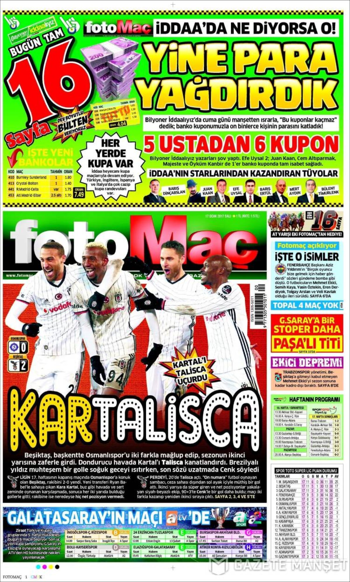 Ce scriu azi ziarele de sport din lume (17 ianuarie 2017)