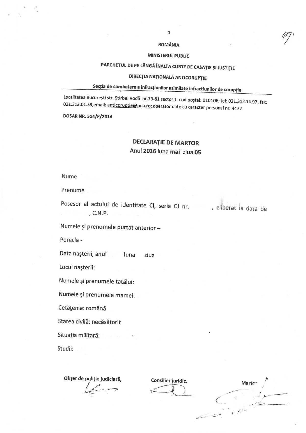 FOTO FACSIMIL Pițurcă, pârât la DNA - Declarațiile unui martor în fața procurorilor: ”Mi-a spus să plecăm liniștiți, că are el relații la FRF”