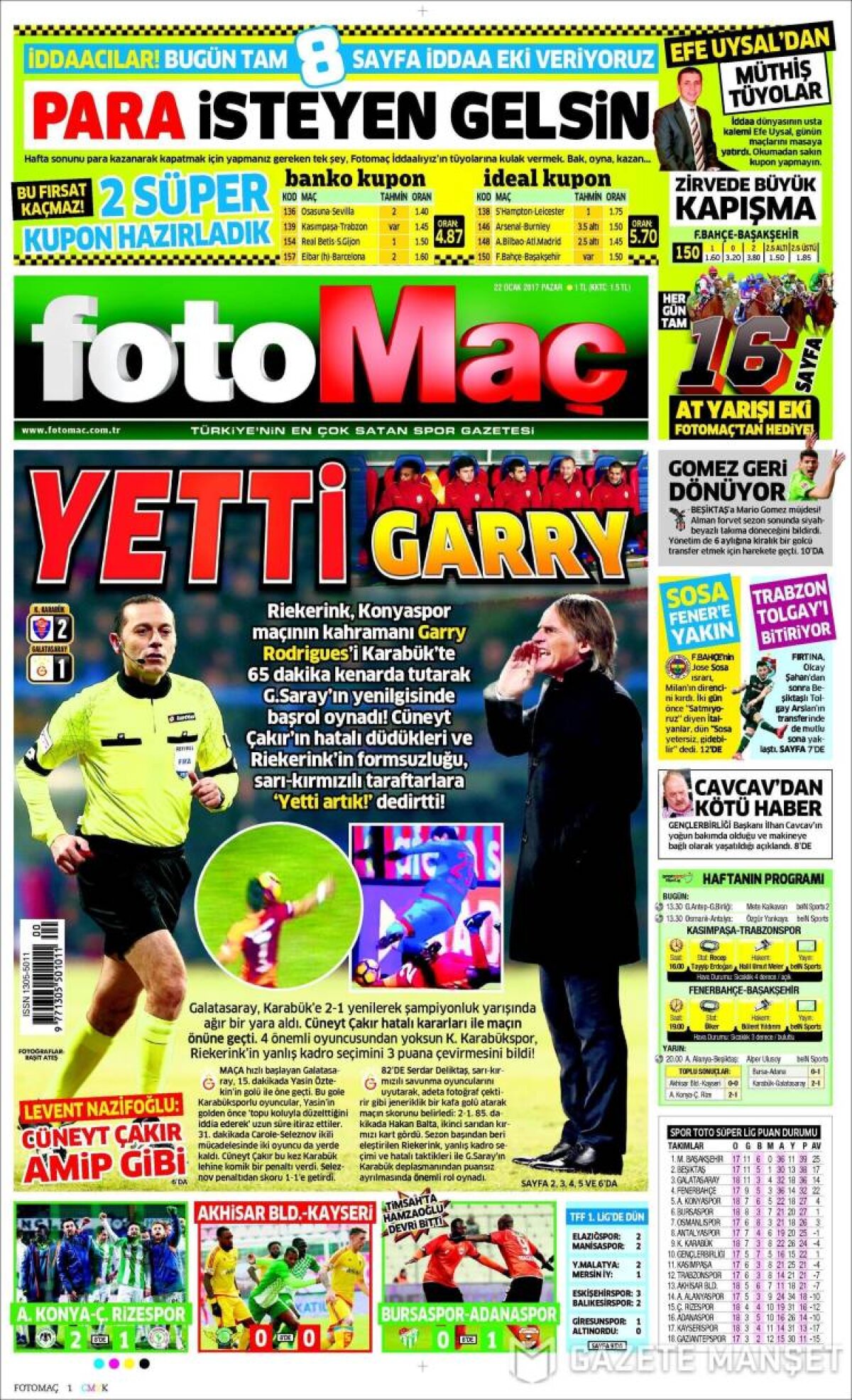 Ce scriu azi ziarele de sport din lume (22 ianuarie 2017)