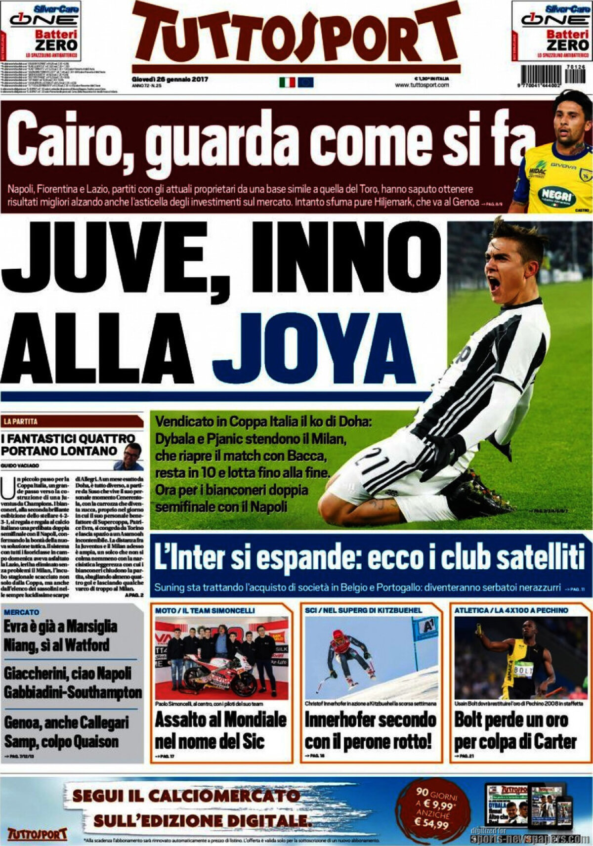 Ce scriu azi ziarele de sport din lume (26 ianuarie 2017)