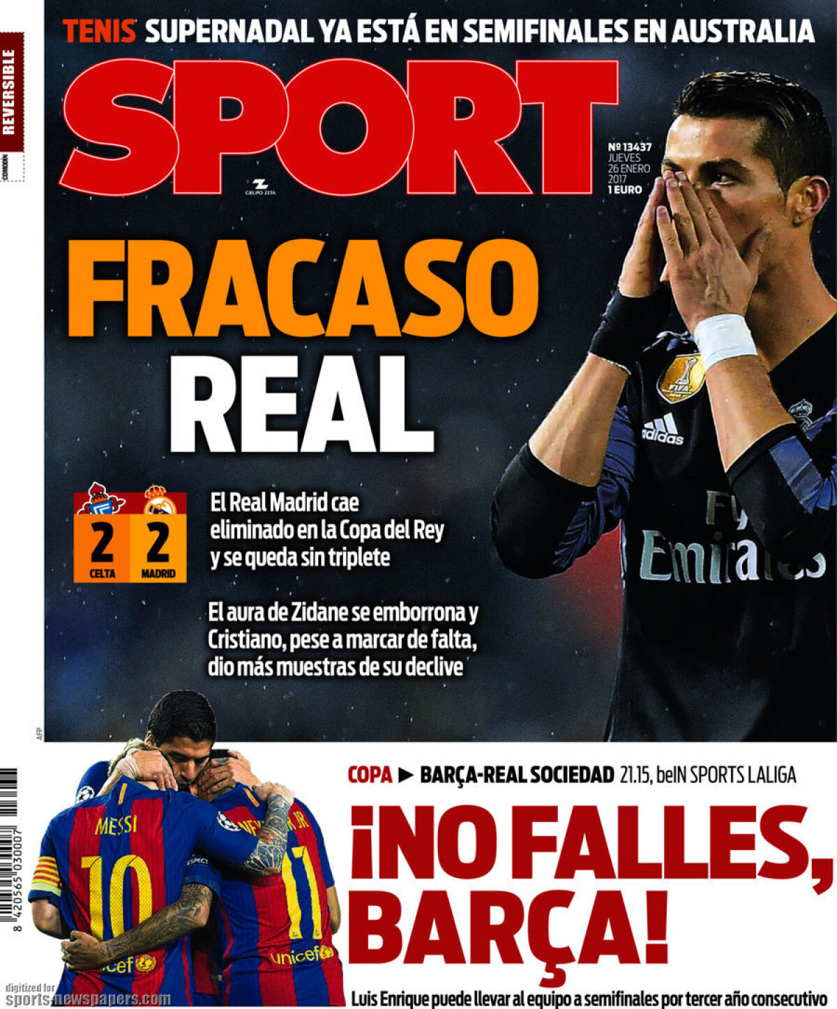 Ce scriu azi ziarele de sport din lume (26 ianuarie 2017)