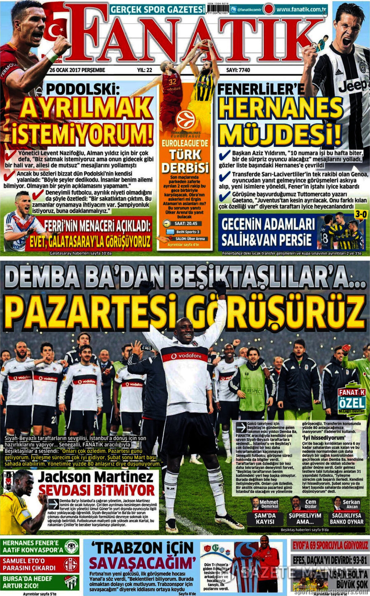 Ce scriu azi ziarele de sport din lume (26 ianuarie 2017)