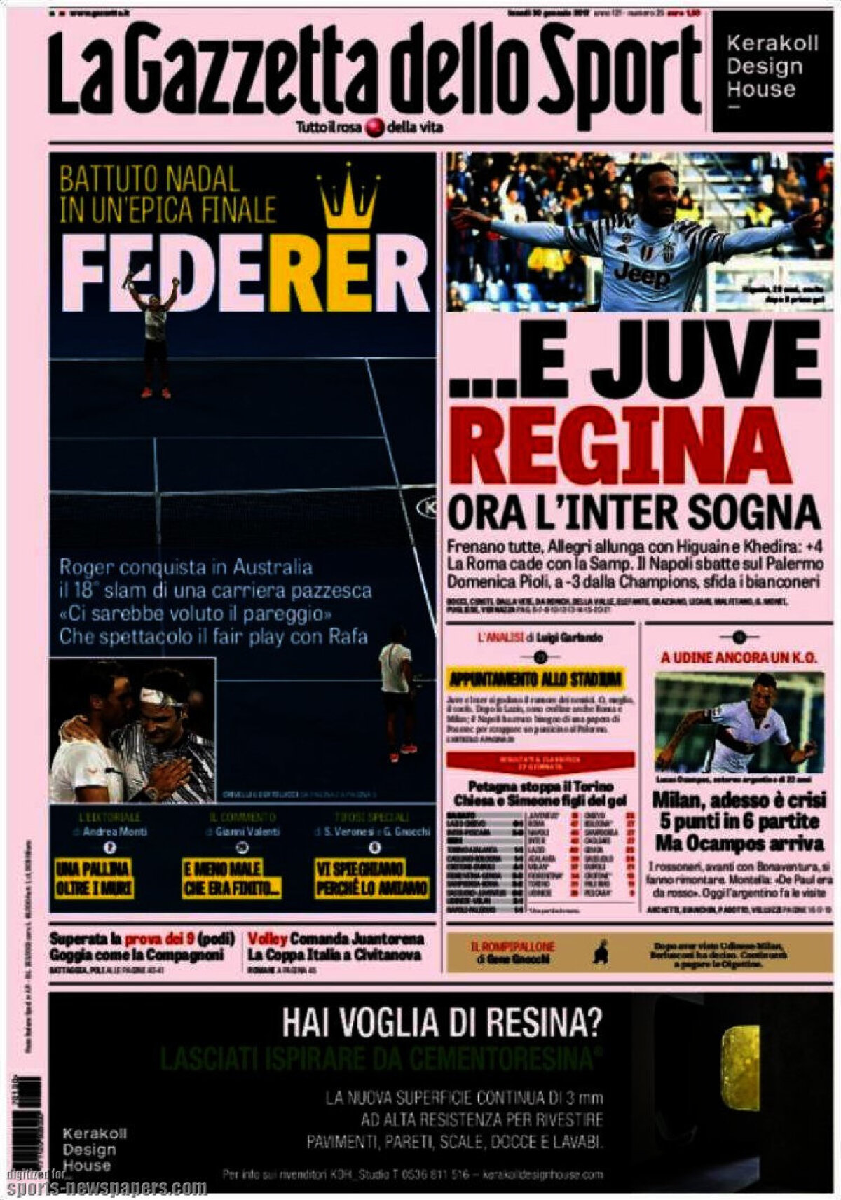 Ce scriu azi ziarele de sport din lume (30 ianuarie 2017)