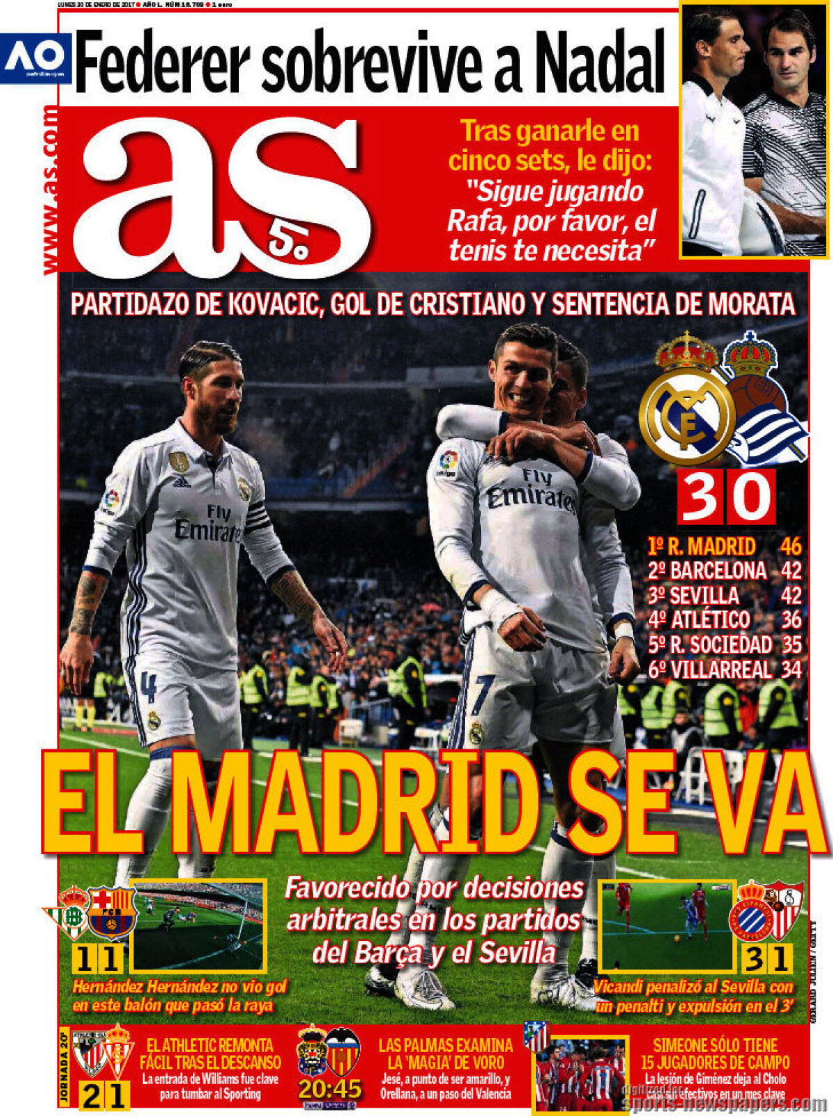 Ce scriu azi ziarele de sport din lume (30 ianuarie 2017)