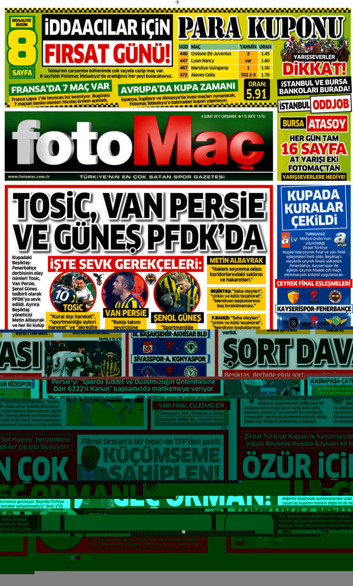 Ce scriu azi ziarele de sport din lume (8 februarie 2017)