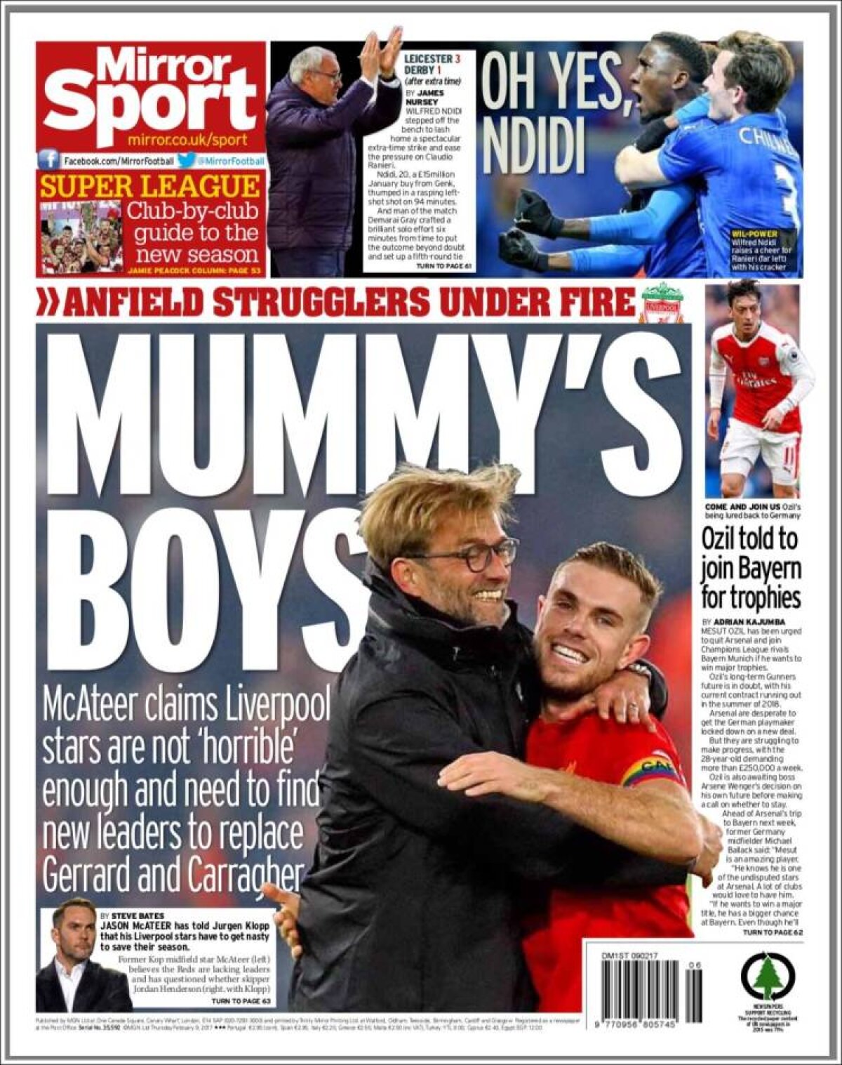 Ce scriu azi ziarele de sport din lume (9 februarie 2017)