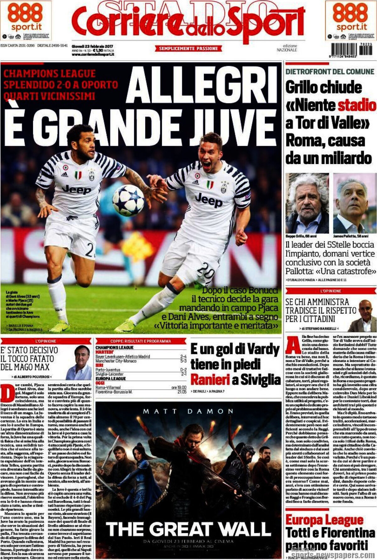 Ce scriu azi ziarele de sport din lume (23 februarie 2017)