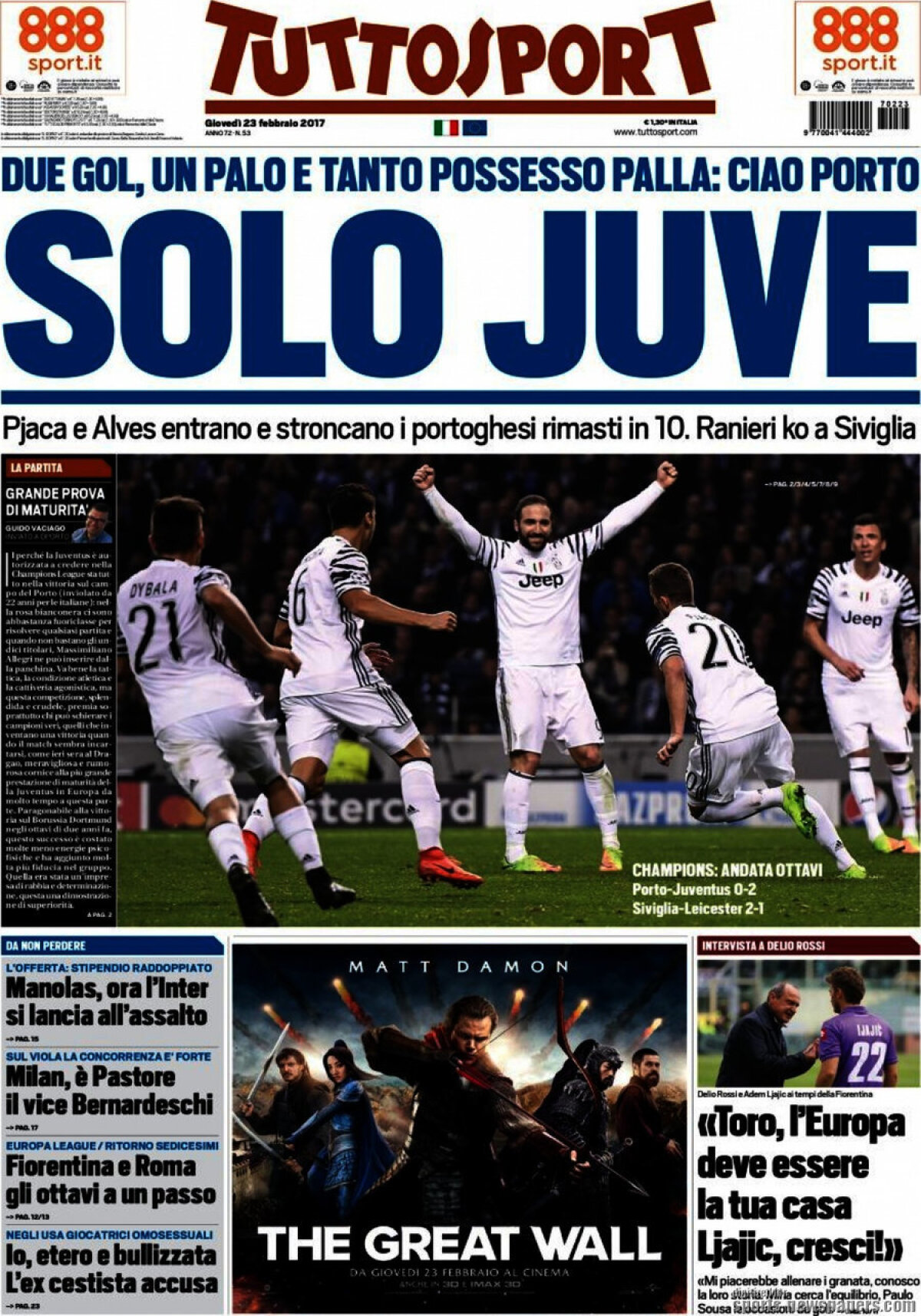 Ce scriu azi ziarele de sport din lume (23 februarie 2017)