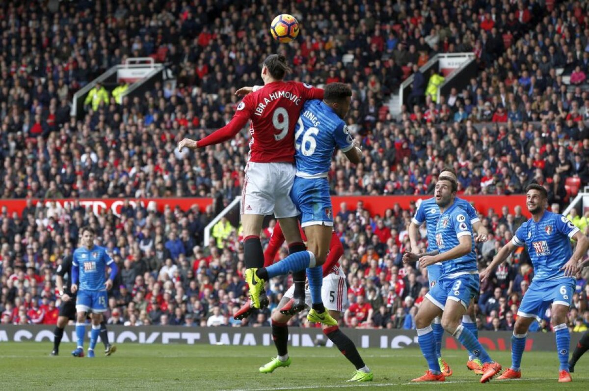 FOTO și VIDEO United, REMIZĂ ÎNCINSĂ cu Bournemouth » Zlatan a fost călcat pe cap de adversari și a ratat un penalty!