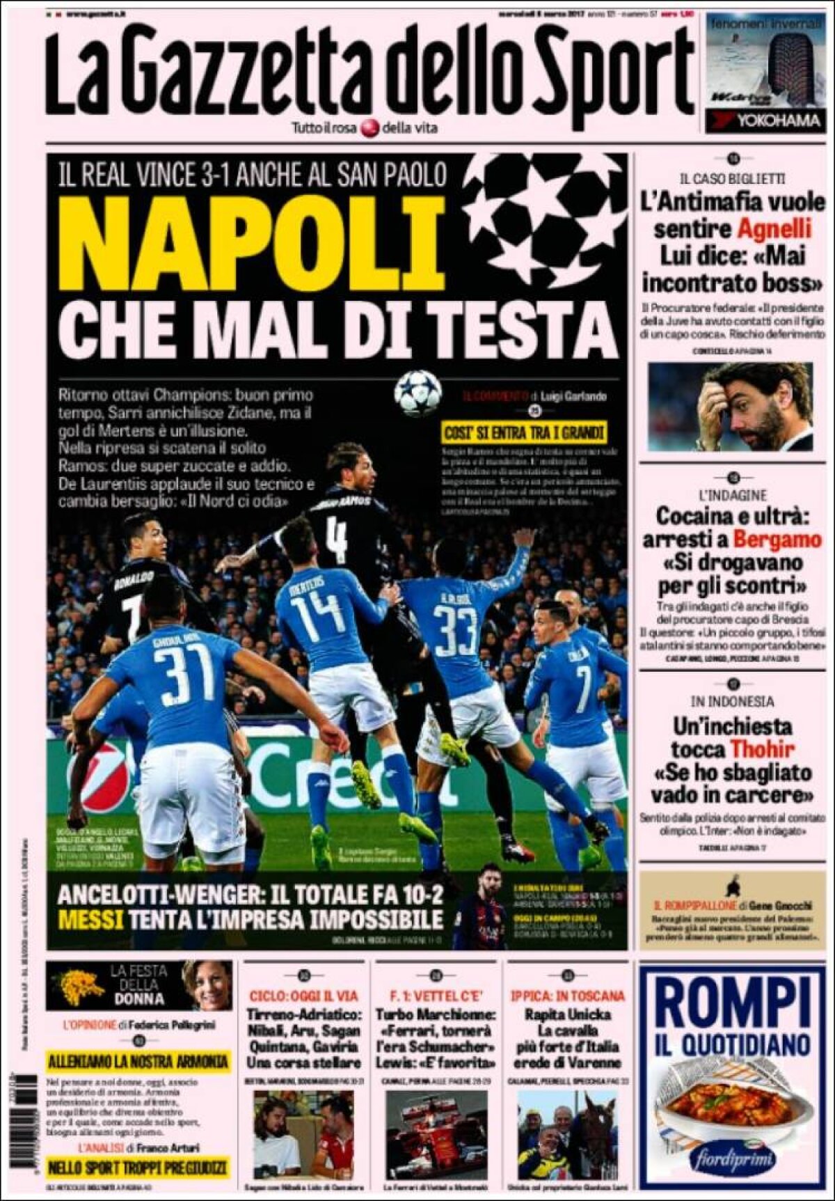 Ce scriu azi ziarele de sport din lume (8 martie 2017)