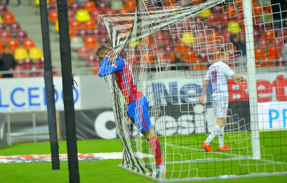 FOTO De mult n-ați mai văzut așa ceva! A ratat din doi metri cu poarta goală în Steaua - CFR