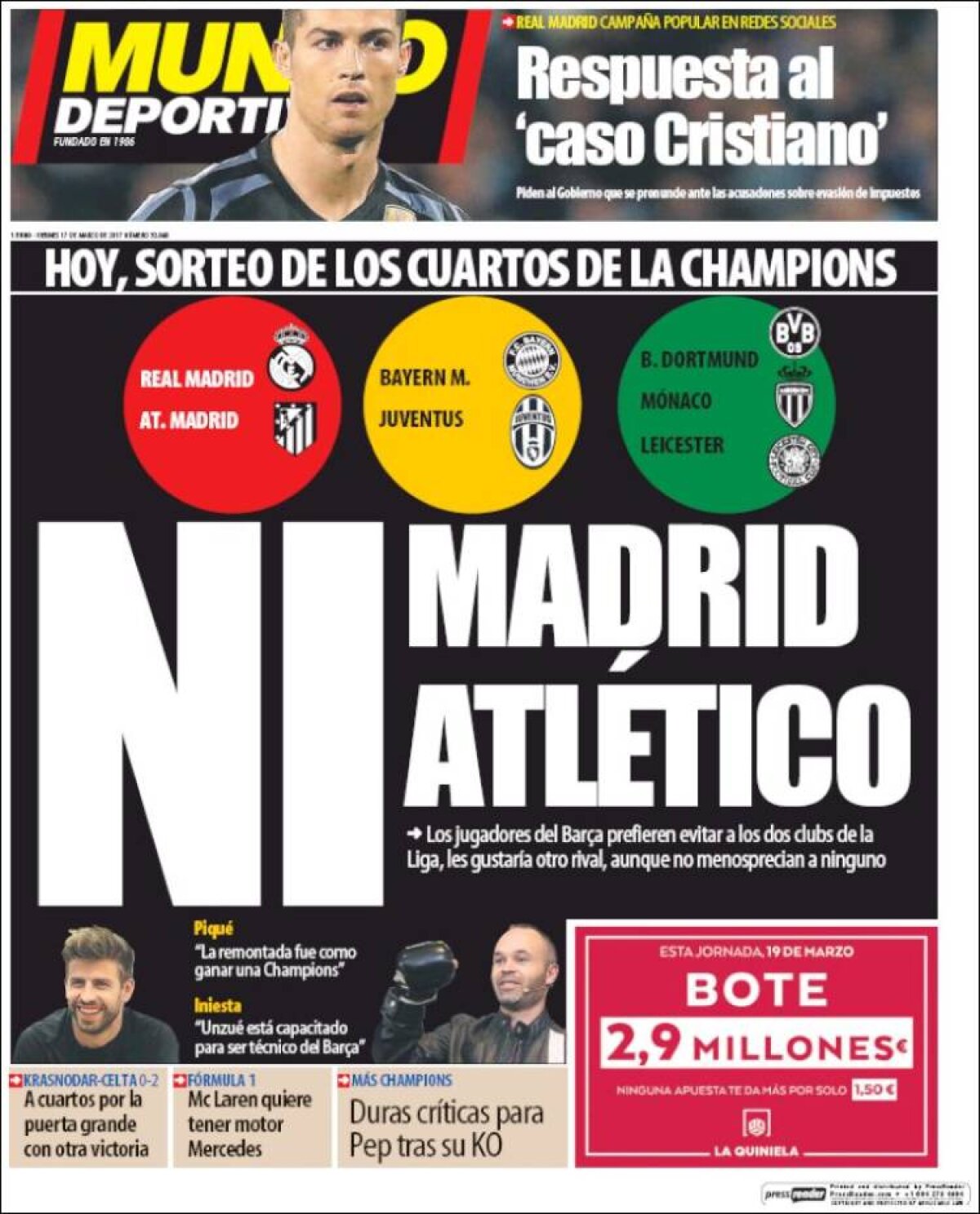 Ce scriu azi ziarele de sport din lume (17 martie 2017)