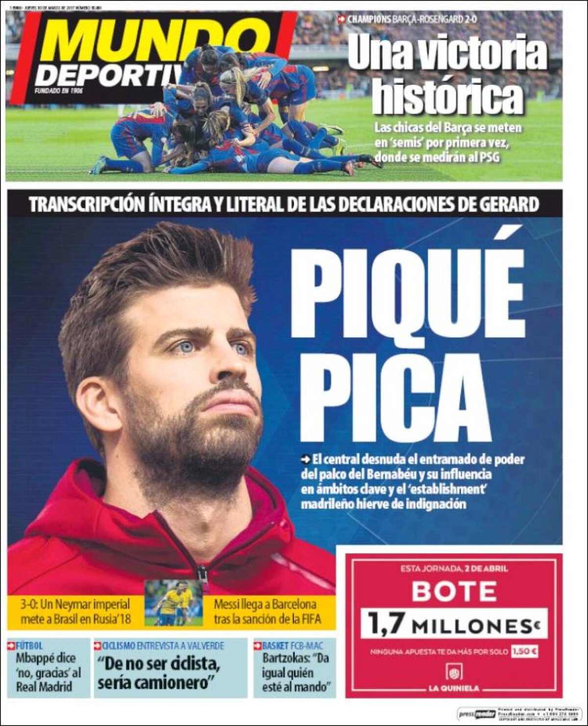 Ce scriu azi ziarele de sport din lume (30 martie 2017)