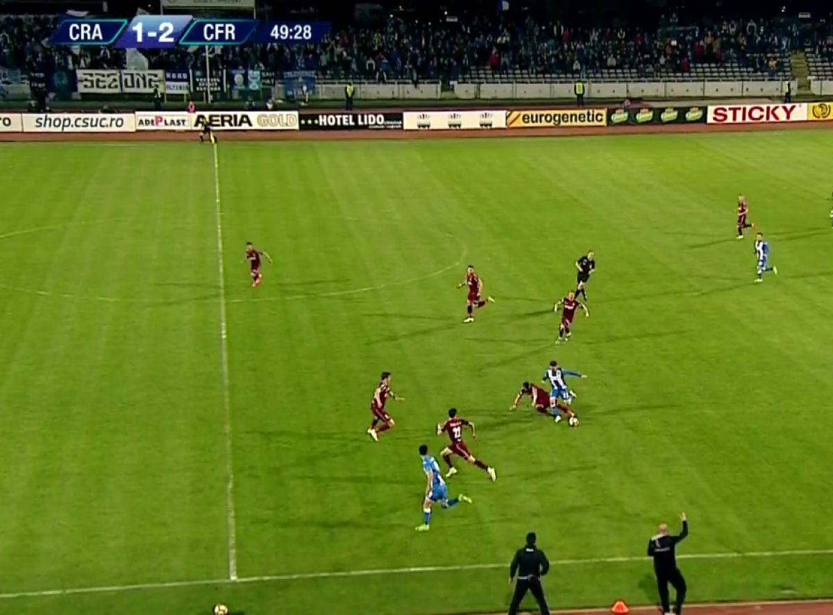 FOTO S-au încins spiritele! Îmbrânceli și înjurături la CSU Craiova - CFR Cluj  