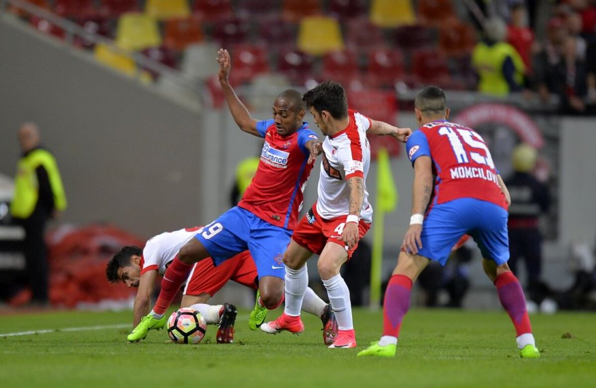 FOTO și VIDEO » FCSB, victorie după 10 meciuri în fața lui Dinamo » Partidă dramatică pe Arena Națională: 3 goluri, 2 eliminări, o bară