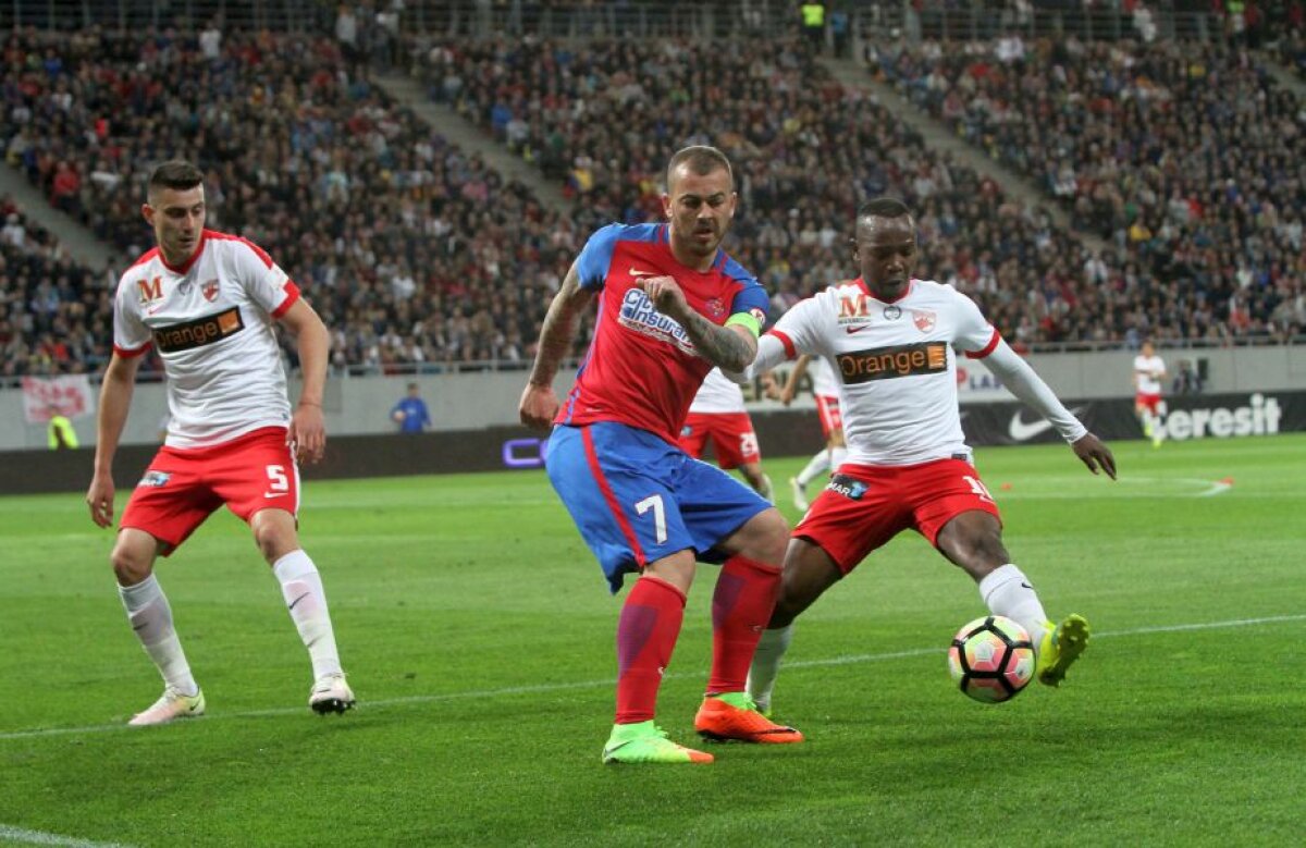 FOTO și VIDEO » FCSB, victorie după 10 meciuri în fața lui Dinamo » Partidă dramatică pe Arena Națională: 3 goluri, 2 eliminări, o bară