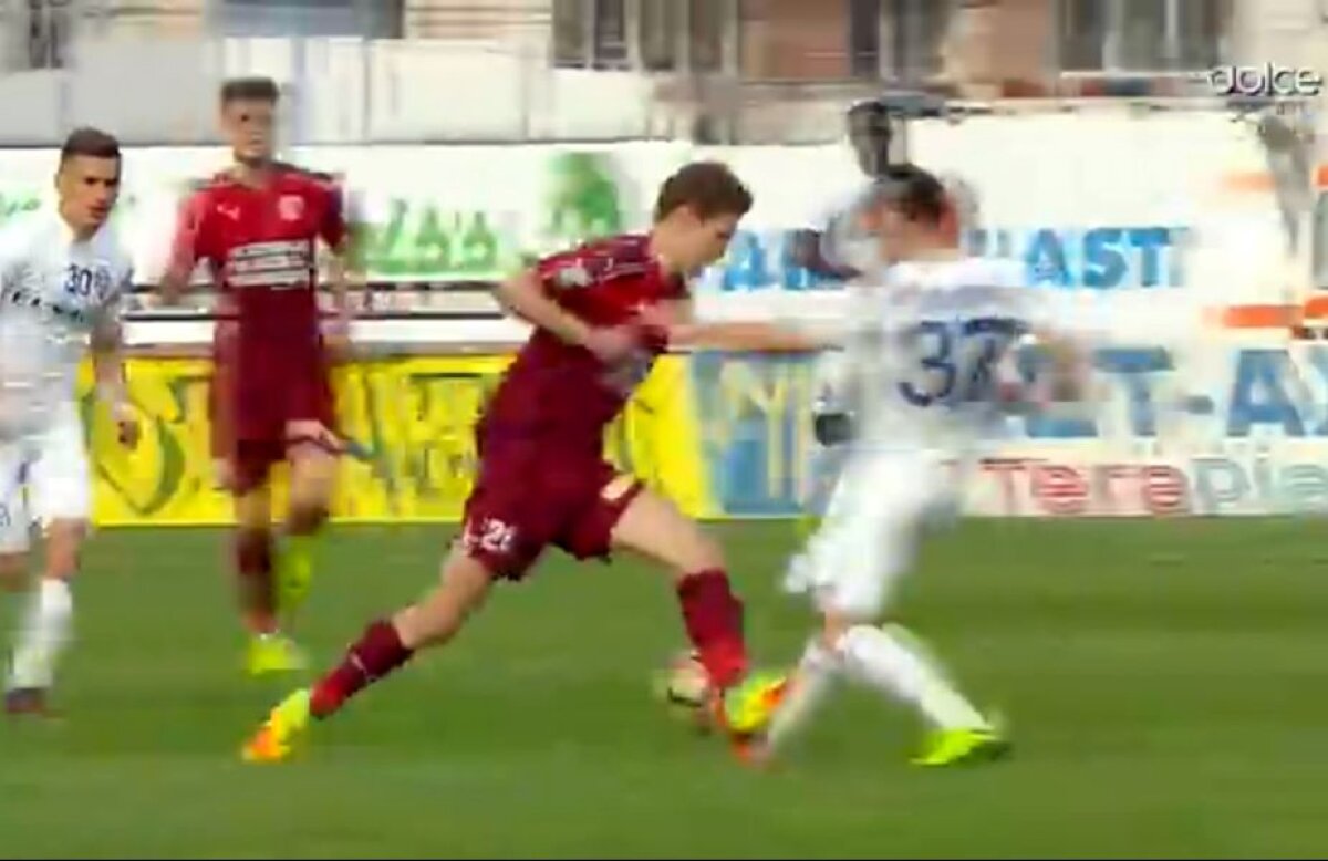 FOTO și VIDEO Cu talpa pe tibia adversarului! Intrare extrem de dură a unui fotbalist de la Voluntari » A luat "roșu" direct