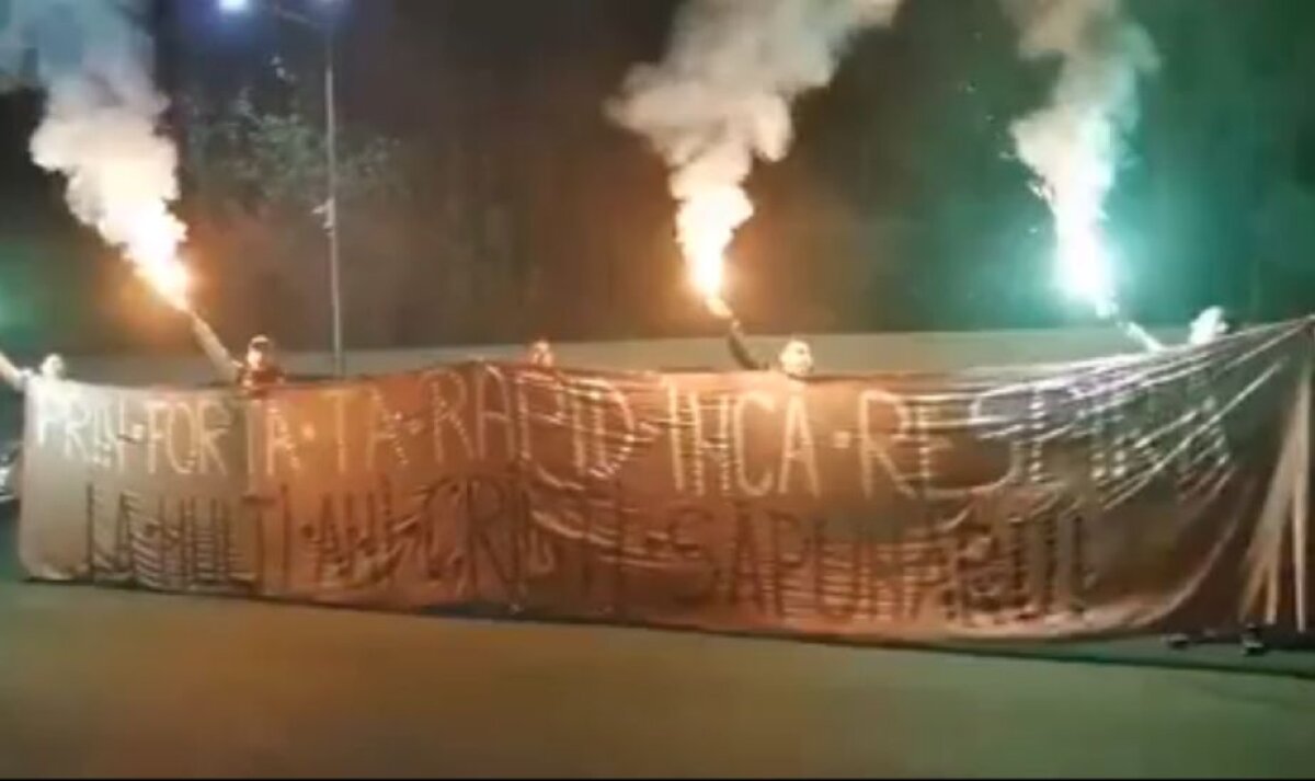 FOTO Surpriza pregătită lui Săpunaru! Fanii Rapidului l-au scos din hotel și i-au transmis un mesaj special înaintea meciului cu FCSB