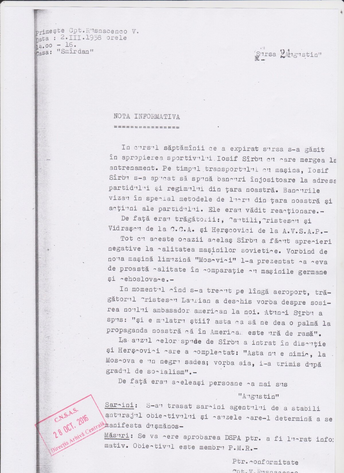 Viața sub supraveghere » Iosif Sîrbu era urmărit de Securitate încă din 1948: colegii săi îi făceau rapoarte