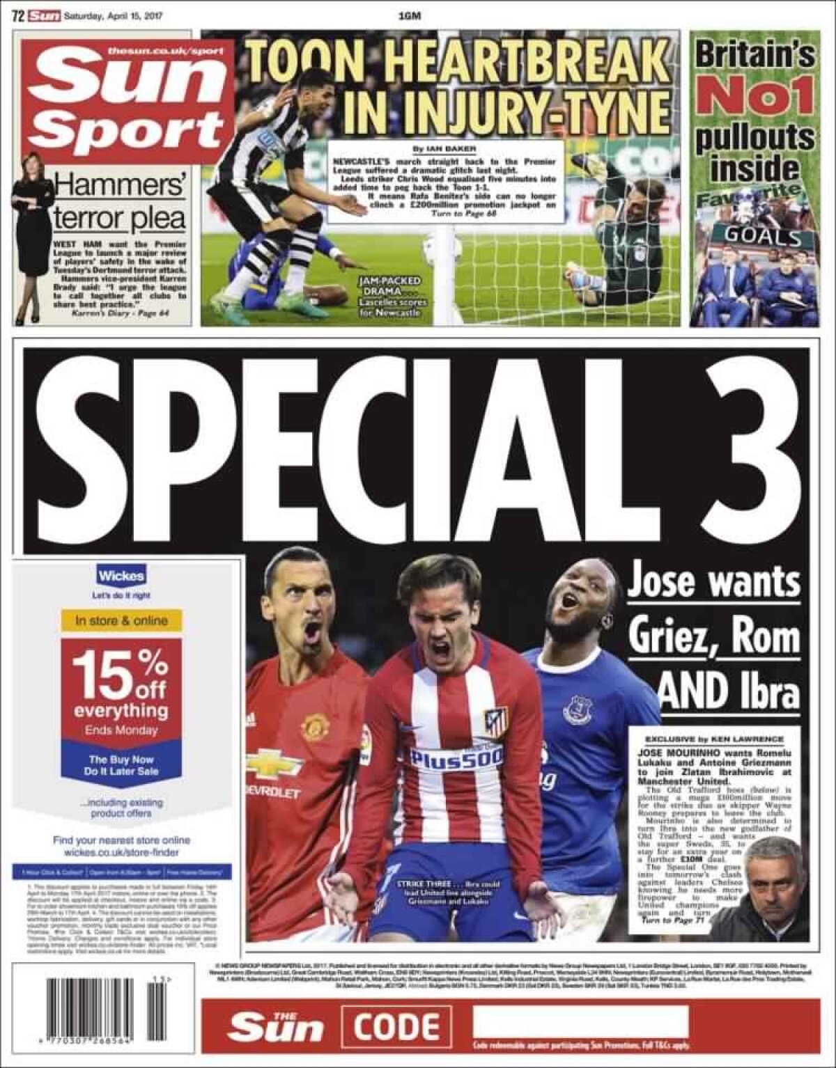 Ce scriu azi ziarele de sport din lume (15 aprilie 2017)