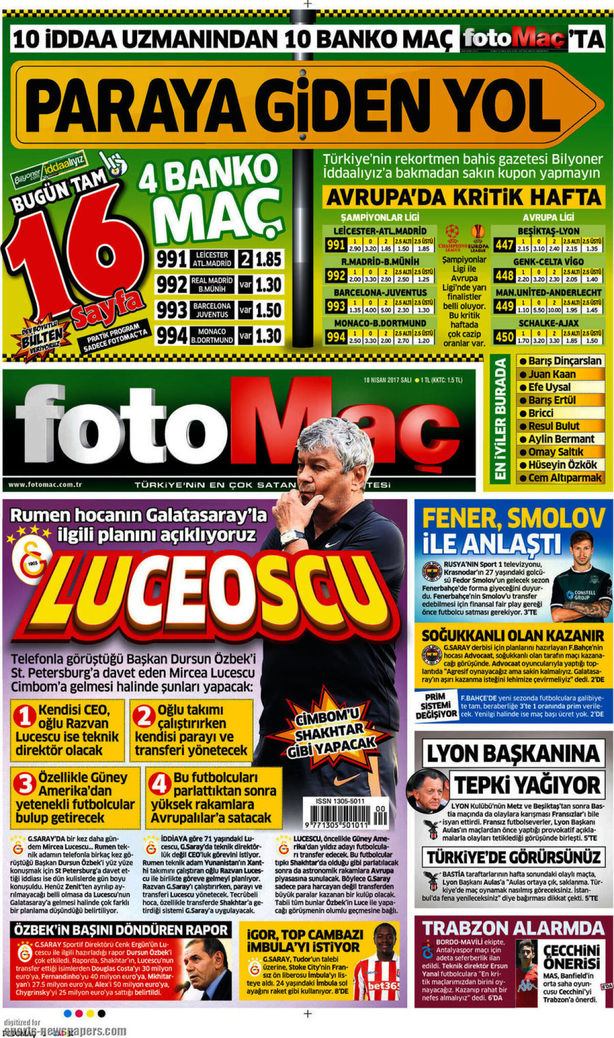 Ce scriu azi ziarele de sport din lume (18 aprilie 2017)