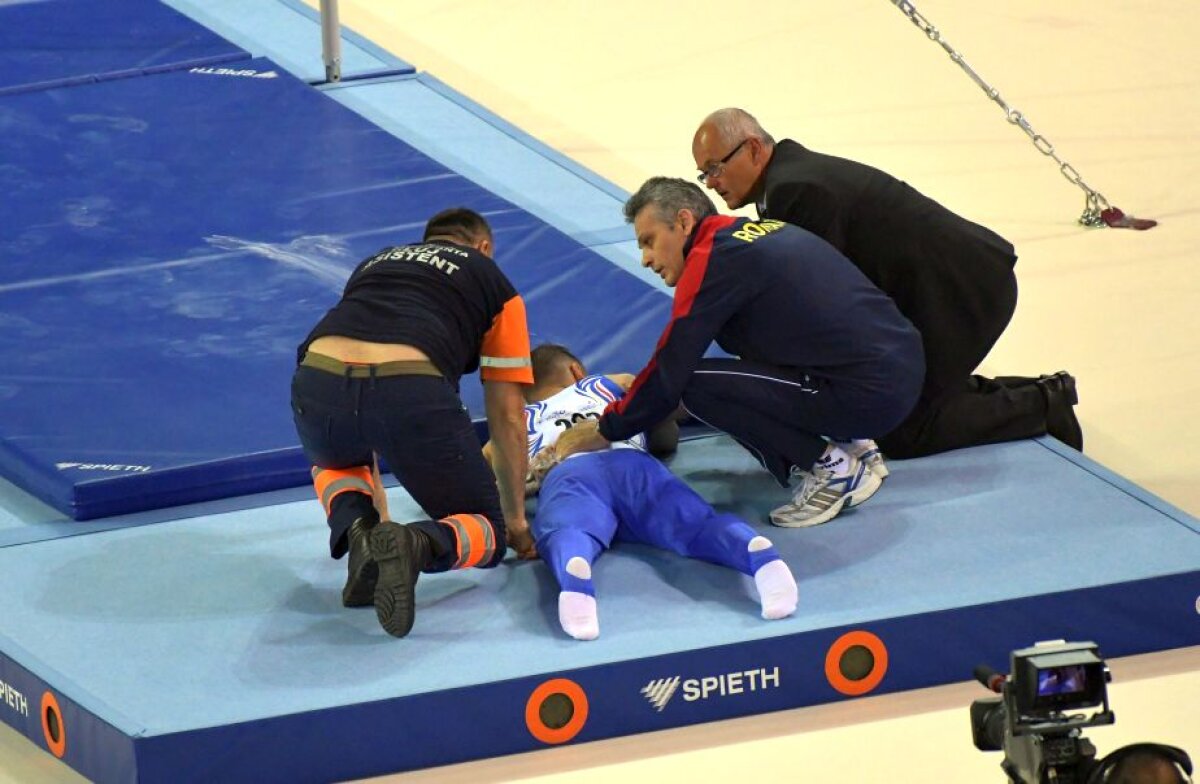 FOTO Incident în prima zi la CE de gimnastică! Un român a căzut și a fost luat de SMURD » UPDATE Care e primul diagnostic