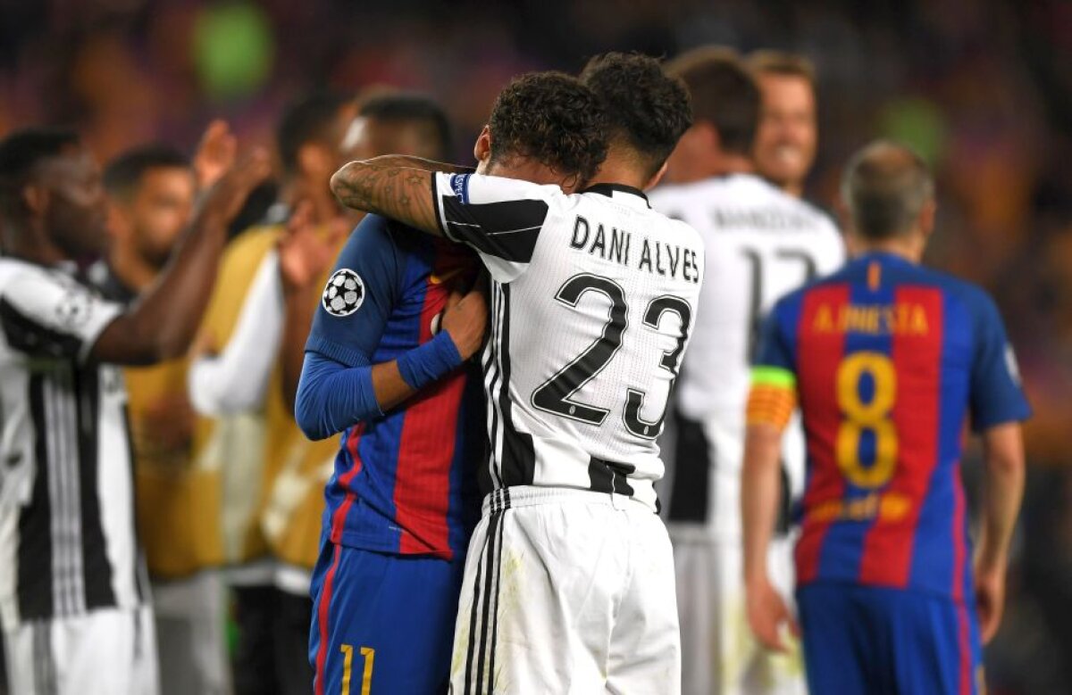 FOTO Scene impresionante la finalul partidei dintre Barcelona și Juventus » Discursul emoționant al lui Dani Alves în fața lui Neymar