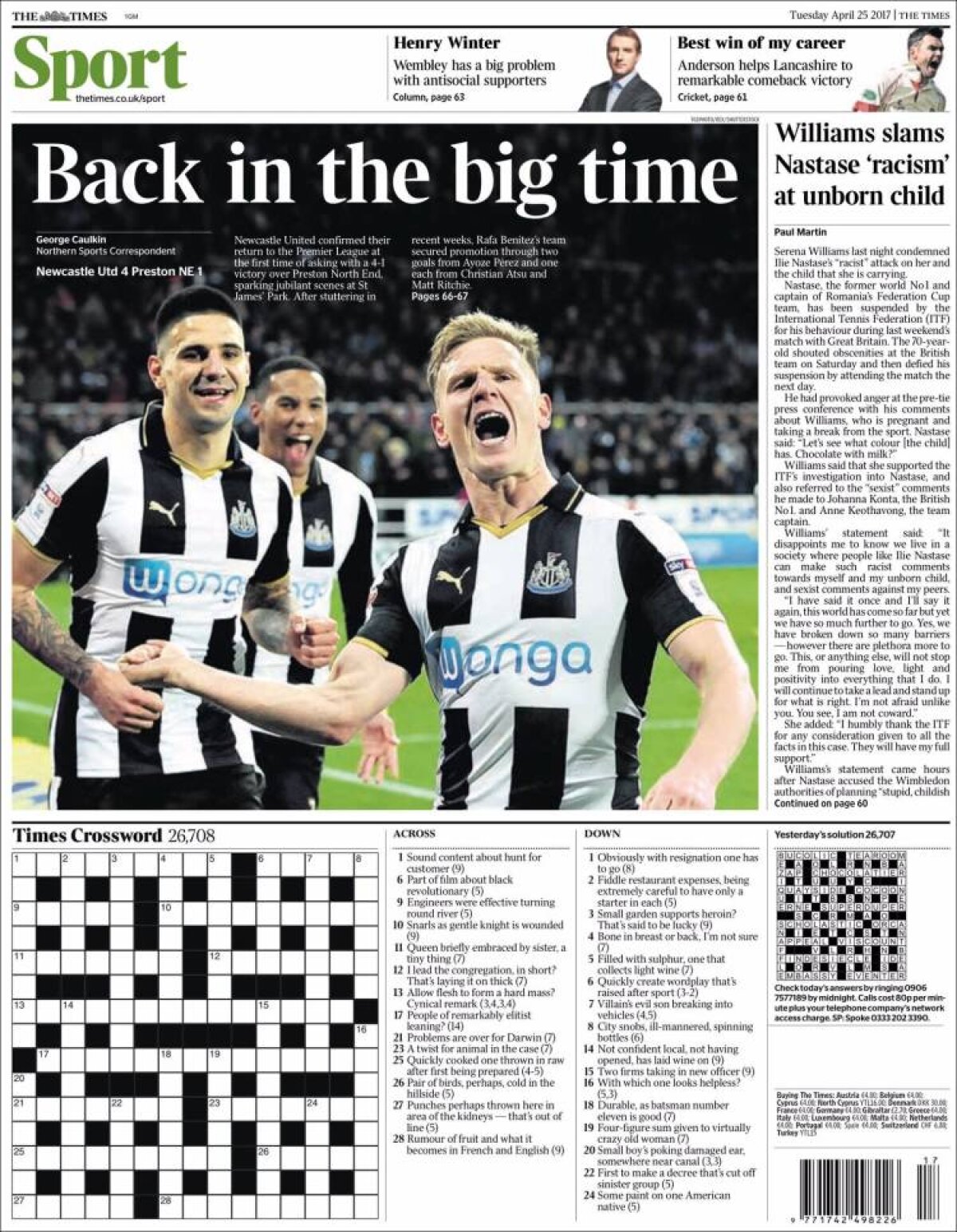 Ce scriu azi ziarele de sport din lume (25 aprilie 2017)