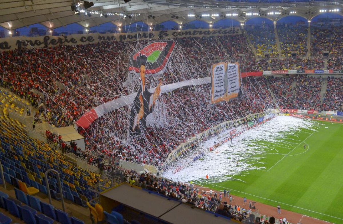 VIDEO+FOTO Rivalitate în peluze la Derby de România! Ambele galerii au impresionat: Dinamo, coregrafie 3D, FCSB, ironii la adresa rivalilor