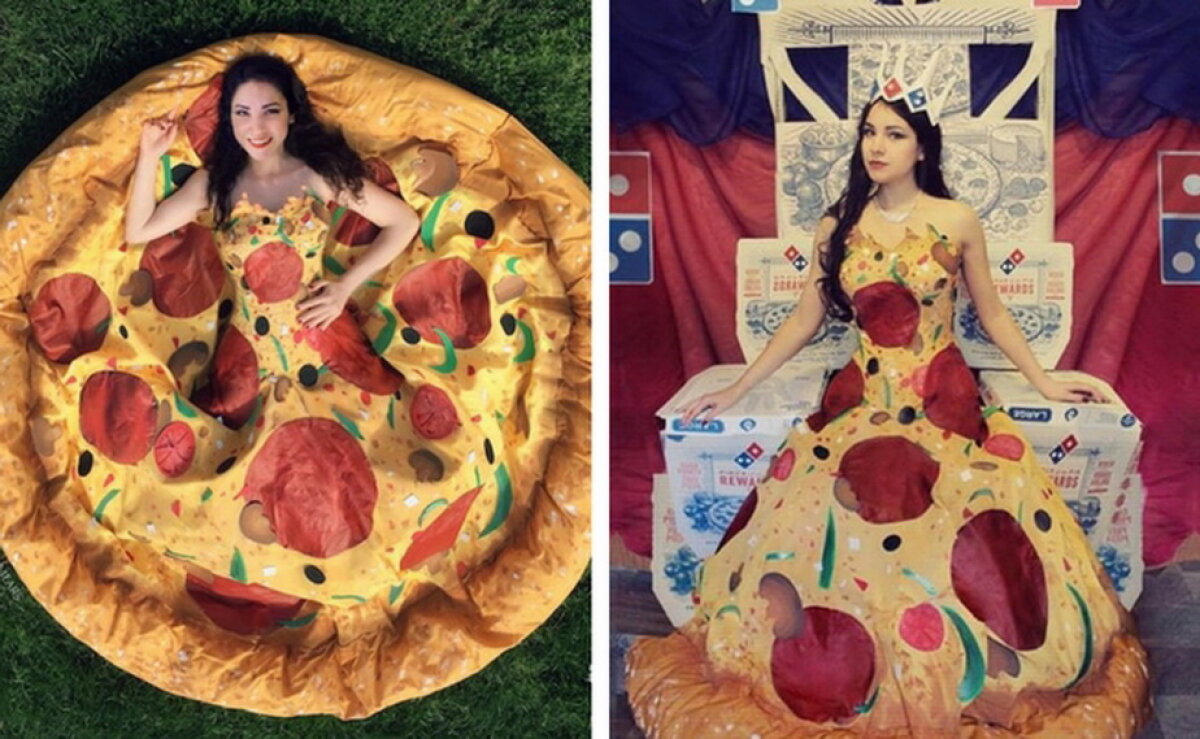 FOTO Nu ai văzut niciodată aşa ceva! Rochia în formă de pizza
