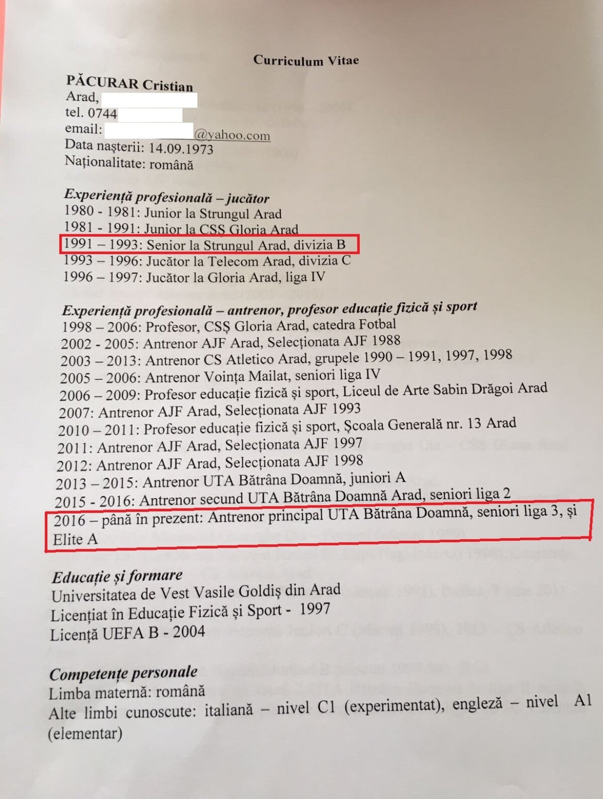 EXCLUSIV FOTO // Cine ne antrenează? CV-uri false la Școala de Antrenori a FRF! Două cazuri incredibile petrecute în instituția condusă de Burleanu + Prima reacție oficială