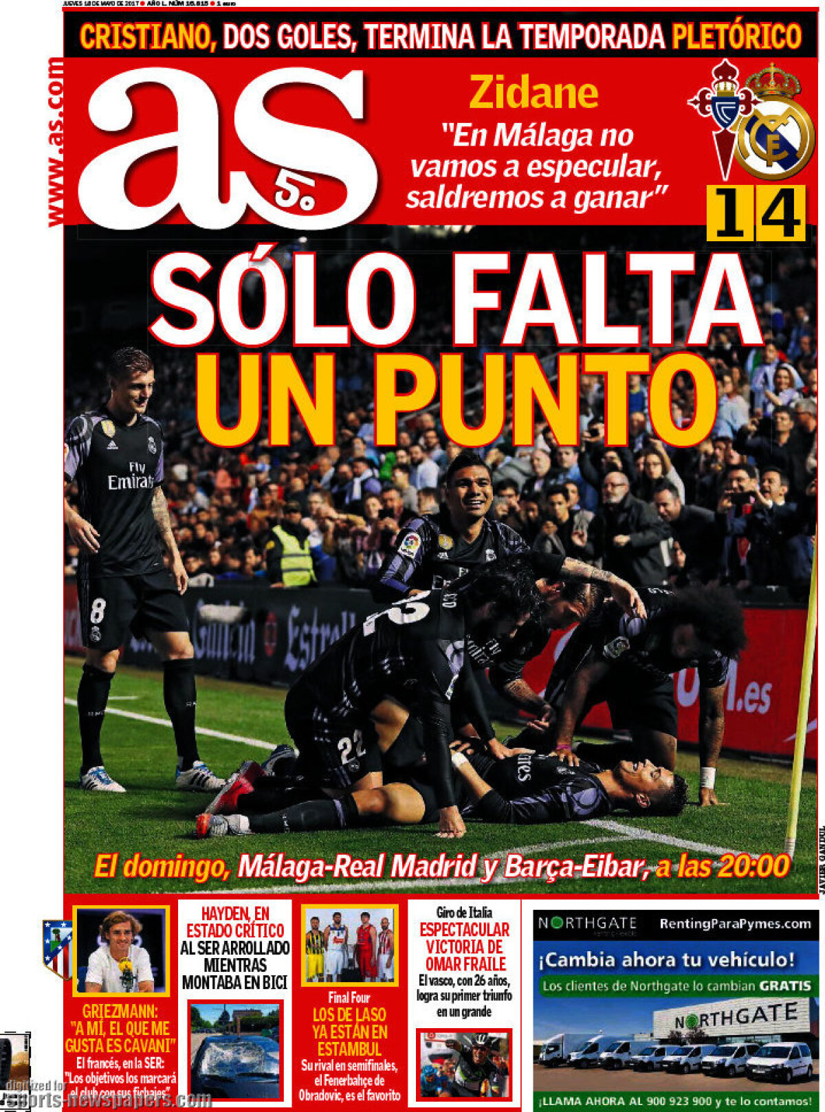 Ce scriu azi ziarele de sport din lume (18 mai 2017)