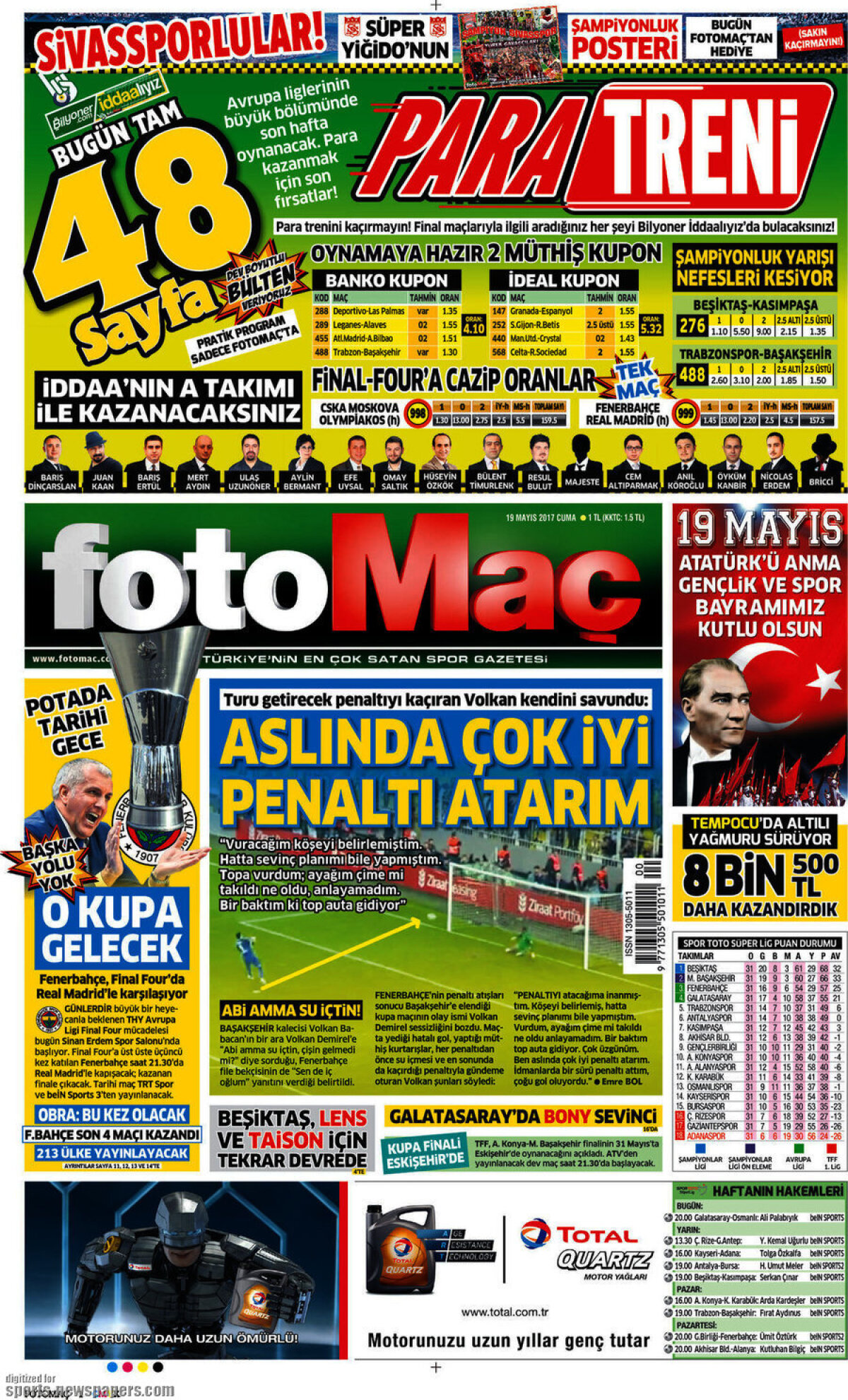 Ce scriu azi ziarele de sport din lume (19 mai 2017)