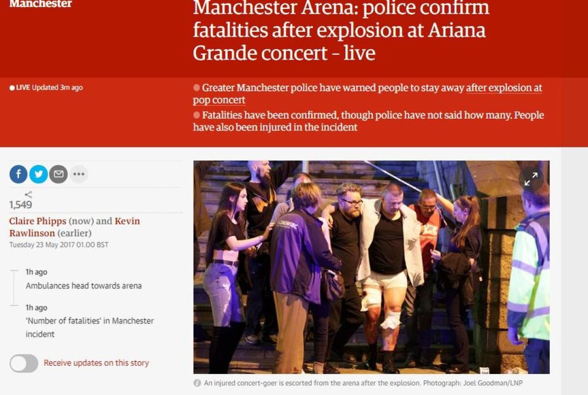 UPDATE VIDEO + FOTO Explozii la Manchester Arena: 22 persoane decedate și 59 rănite! + Alt incident la un mall