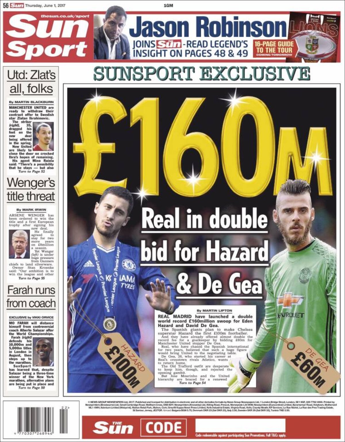 Ce scriu azi ziarele de sport din lume (1 iunie 2017)