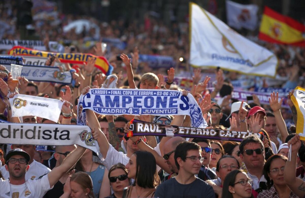Sărbătoare grandioasă “Campeones 12” pentru Real Madrid pe străzile capitalei Spaniei și pe ”Santiago Bernabeu” + Sergio Ramos, Zinedine Zidane și Cristiano Ronaldo, momente de neuitat 