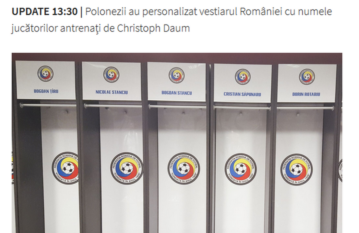 FOTO Să mai și râdem » Două imagini din vestiarul echipei naționale și o întrebare simplă pentru oficialii Federației ;)