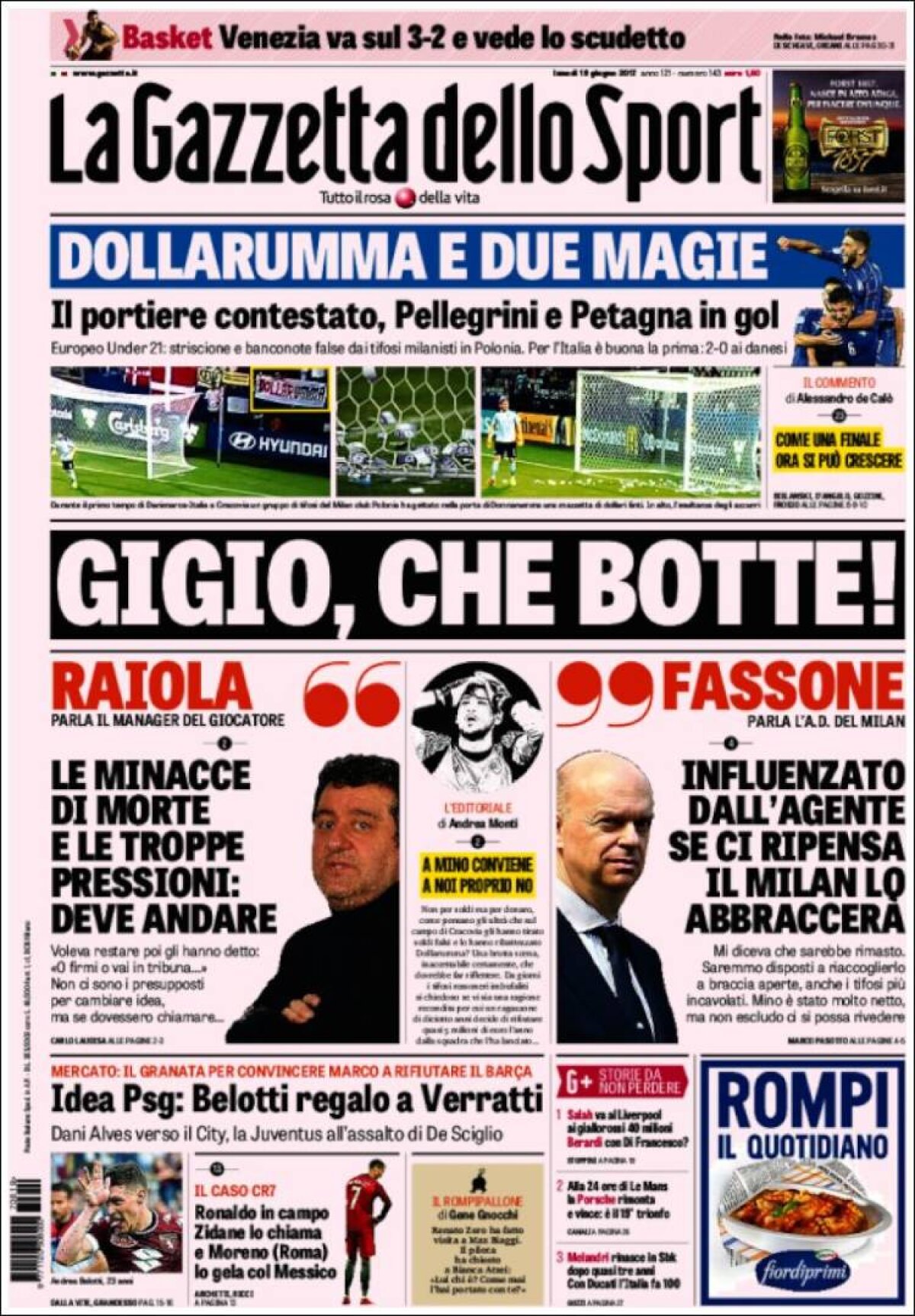 Ce scriu azi ziarele de sport din lume (19 iunie 2017)