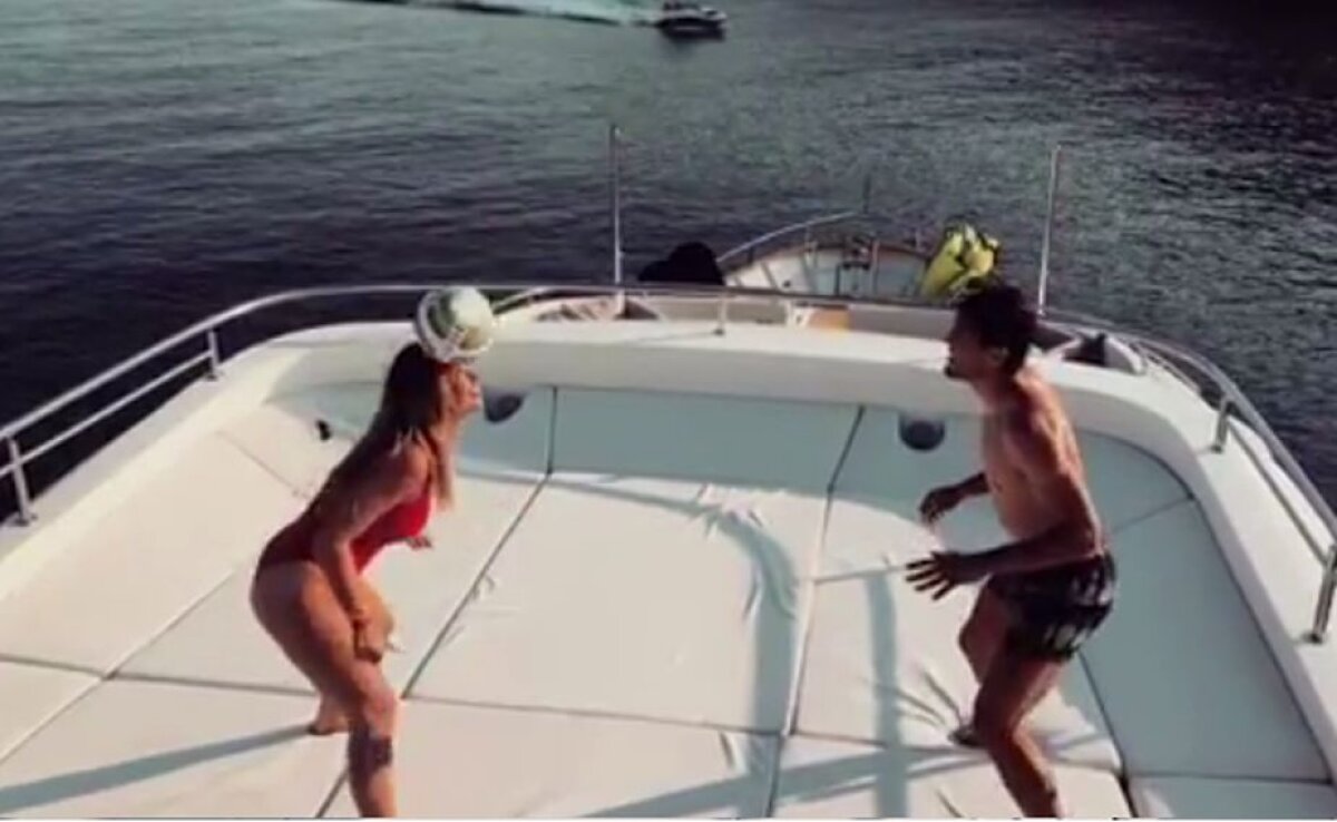 VIDEO Imagini superbe de pe iaht: Kovacici și noua lui soție, demonstrație cu mingea
