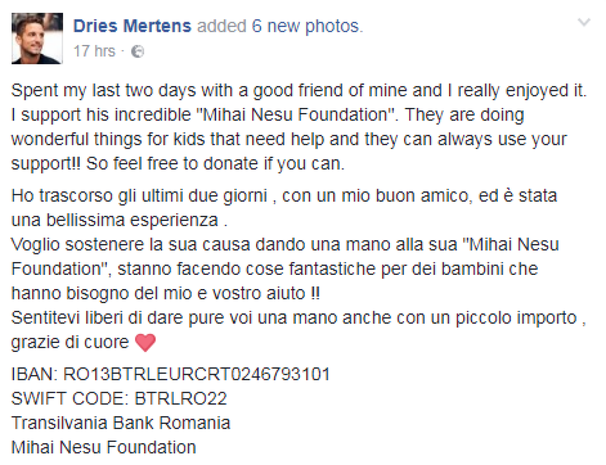 FOTO Vizită-surpriză pentru Mihai Neşu » Un star al lui Napoli şi-a arătat susţinerea pentru fundaţia românului