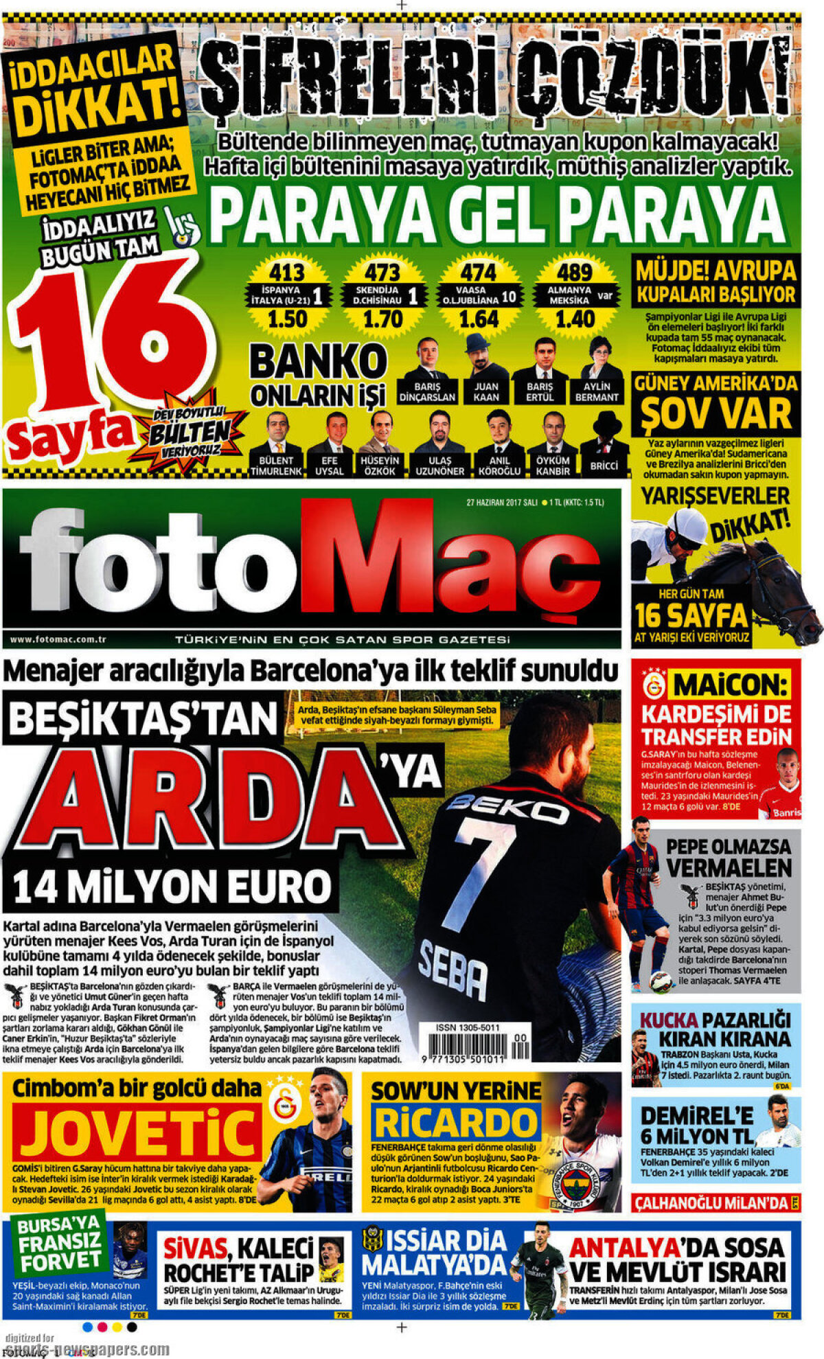 Ce scriu azi ziarele de sport din lume (27 iunie 2017)