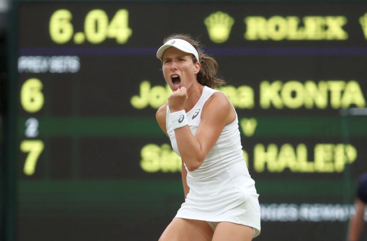 Simona Halep - Johanna Konta 1-2 » Vis spulberat! Simona Halep ratează locul 1 WTA și este eliminată de la Wimbledon, după un meci incredibil pe Terenul Central
