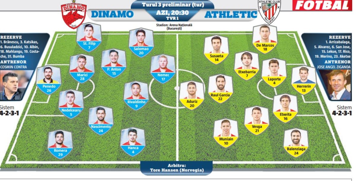 VIDEO + FOTO Dinamo - Athletic Bilbao » Rivaldinho cel magnific! Echipa lui Contra face o repriză incredibilă și are speranțe în Spania!